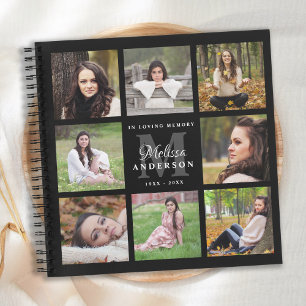 Memorial Modern 8 Photo Budget Funeral GuestBook Notebook