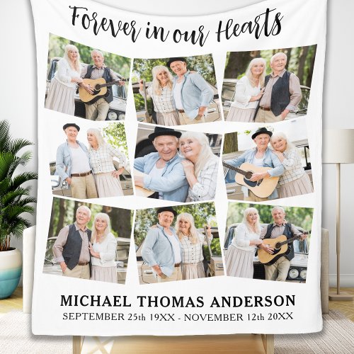 Memorial Modern 9 Picture Forever In Our Hearts  Fleece Blanket