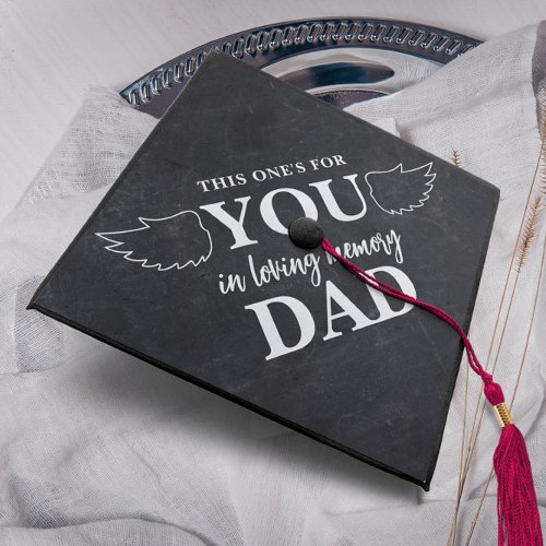 Memorial Modern Black and White Personalized Graduation Cap Topper