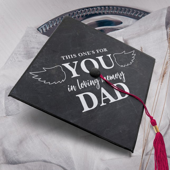 Memorial Modern Black and White Personalized Graduation Cap Topper (Creator Uploaded)