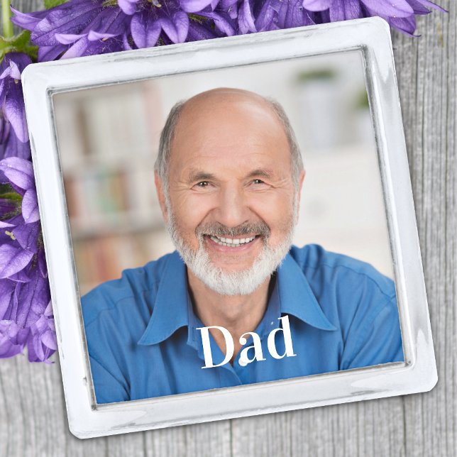 Memorial Modern Custom Photo Personalized Wedding Silver Finish Lapel Pin (Creator Uploaded)