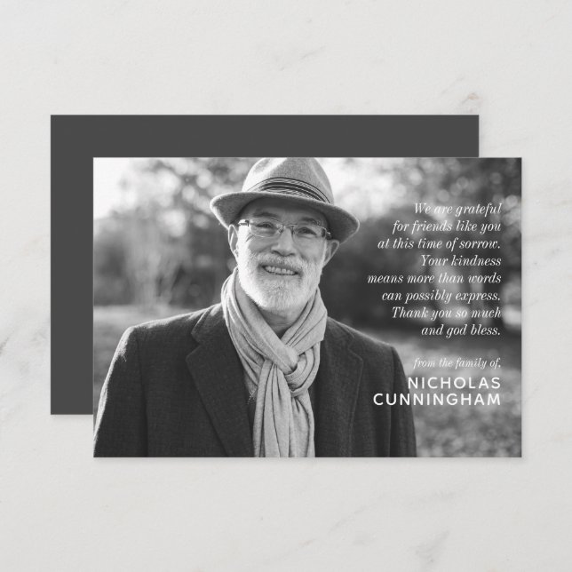 Memorial Modern Elegant Custom Photo and Message Note Card (Front/Back)