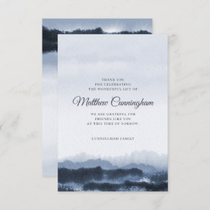 Memorial Modern Elegant Dark Watercolor Thank You Card