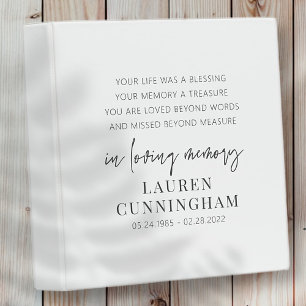 Memorial Modern Elegant Simple Chic 3 Ring Binder