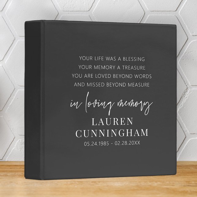 Memorial Modern Elegant Simple Chic 3 Ring Binder (Creator Uploaded)