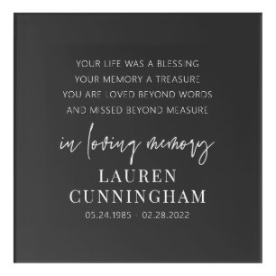 Memorial Modern Elegant Simple Chic Acrylic Print