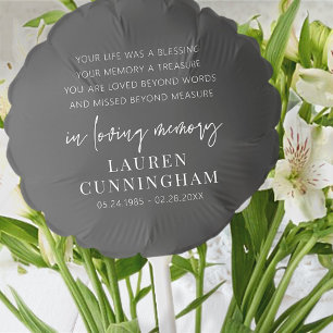 Memorial Modern Elegant Simple Chic Balloon