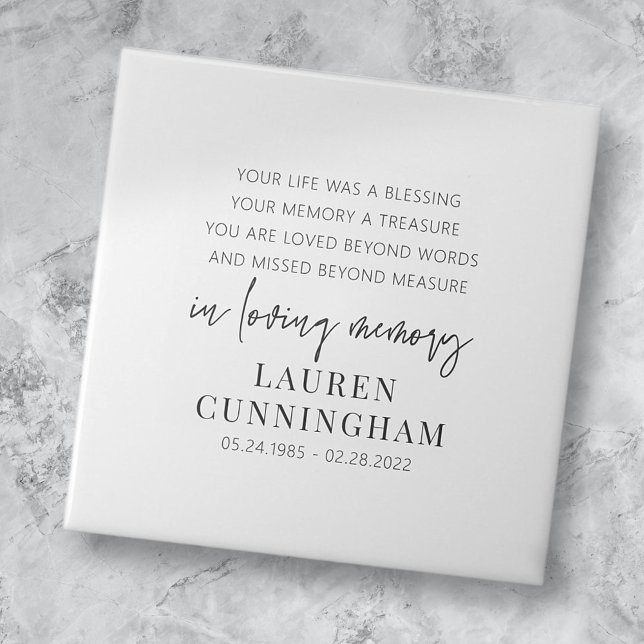 Memorial Modern Elegant Simple Chic Ceramic Tile (Creator Uploaded)
