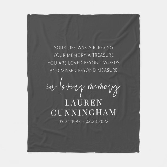 Memorial Modern Elegant Simple Chic Fleece Blanket (Front)