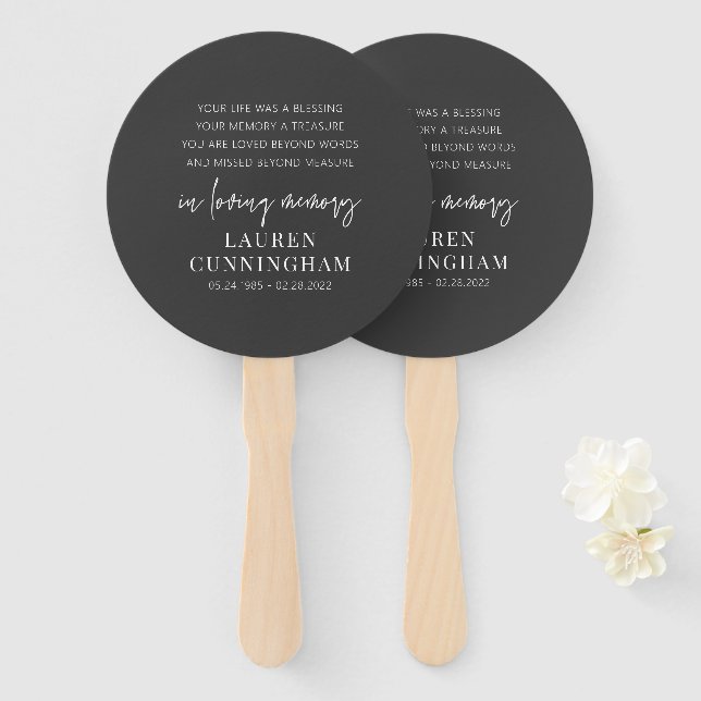 Memorial Modern Elegant Simple Chic Hand Fan (Front and Back)
