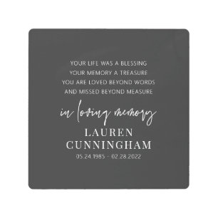 Memorial Modern Elegant Simple Chic Metal Print
