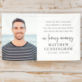 Memorial Modern Elegant Simple Chic Photo Banner