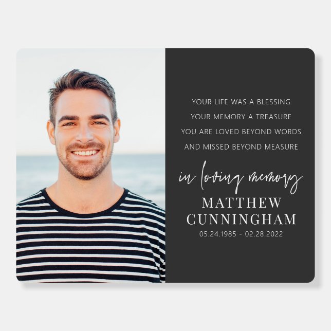 Memorial Modern Elegant Simple Chic Photo Foam Board (Front)