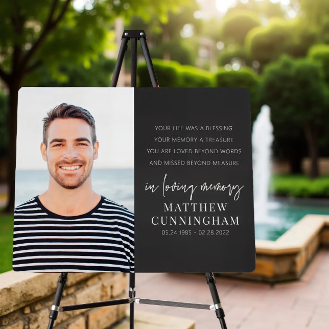 Memorial Modern Elegant Simple Chic Photo Foam Board (Creator Uploaded)