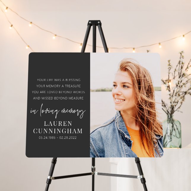 Memorial Modern Elegant Simple Chic Photo Foam Board (In Situ (Stand))