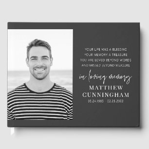 Memorial Modern Elegant Simple Chic Photo Guest Book