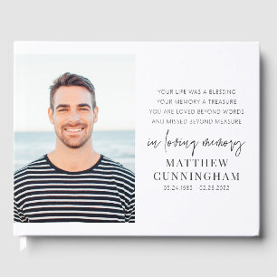 Memorial Modern Elegant Simple Chic Photo Guest Book