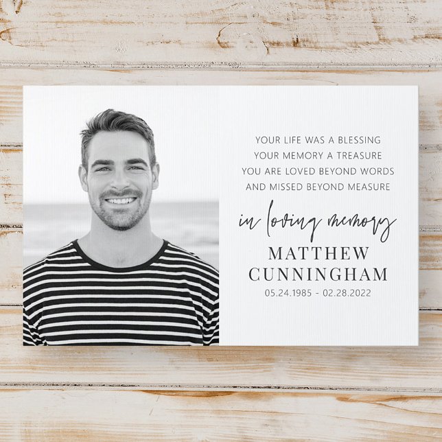 Memorial Modern Elegant Simple Chic Photo Sign (Creator Uploaded)