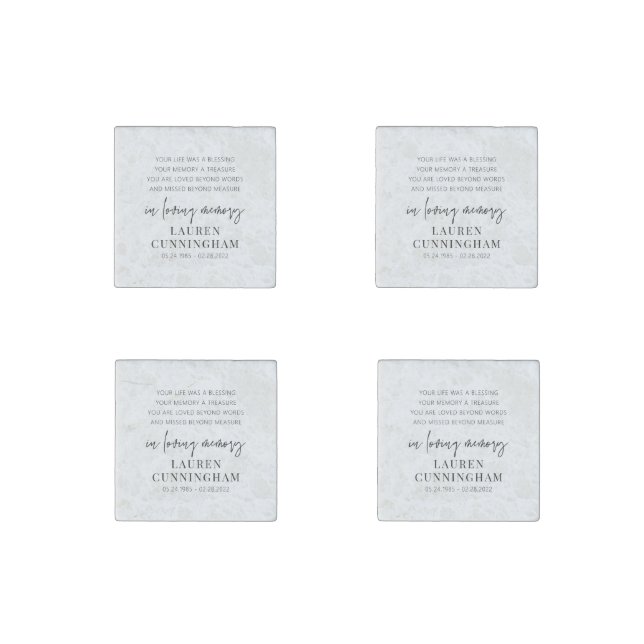 Memorial Modern Elegant Simple Chic Stone Magnet (Front)