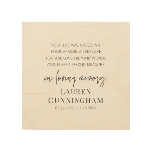 Memorial Modern Elegant Simple Chic Wood Wall Art