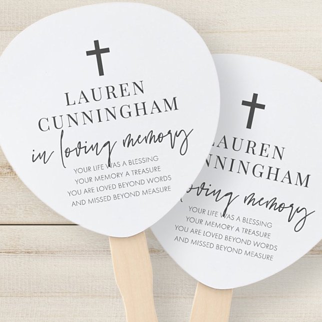 Memorial Modern Elegant Simple Cross Hand Fan (Creator Uploaded)