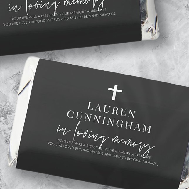 Memorial Modern Elegant Simple Cross Hershey's Miniatures (Creator Uploaded)