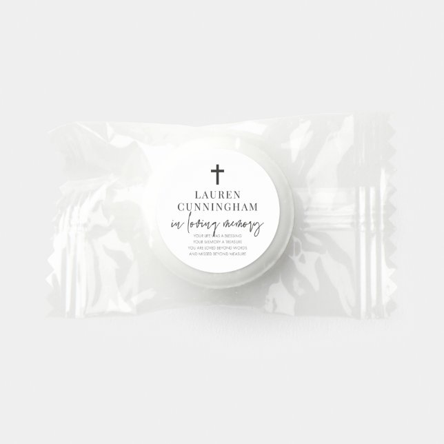 Memorial Modern Elegant Simple Cross Life Saver® Mints (Front)