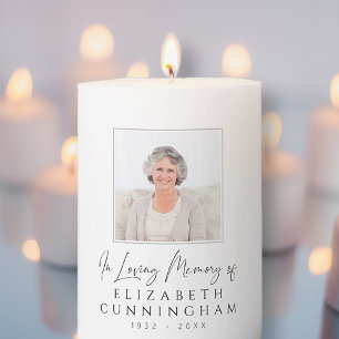 Memorial Modern Elegant Simple Minimalist Photo Pillar Candle