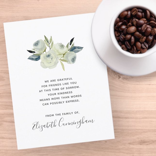 Memorial Modern Floral Flower Foliage Botanicals Thank You Card (Creator Uploaded)