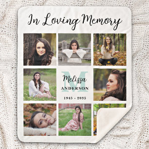 Memorial Modern In Loving Memory 8 Photo Collage Sherpa Blanket