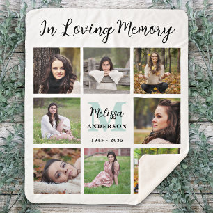 Memorial Modern In Loving Memory 8 Picture Sherpa Blanket