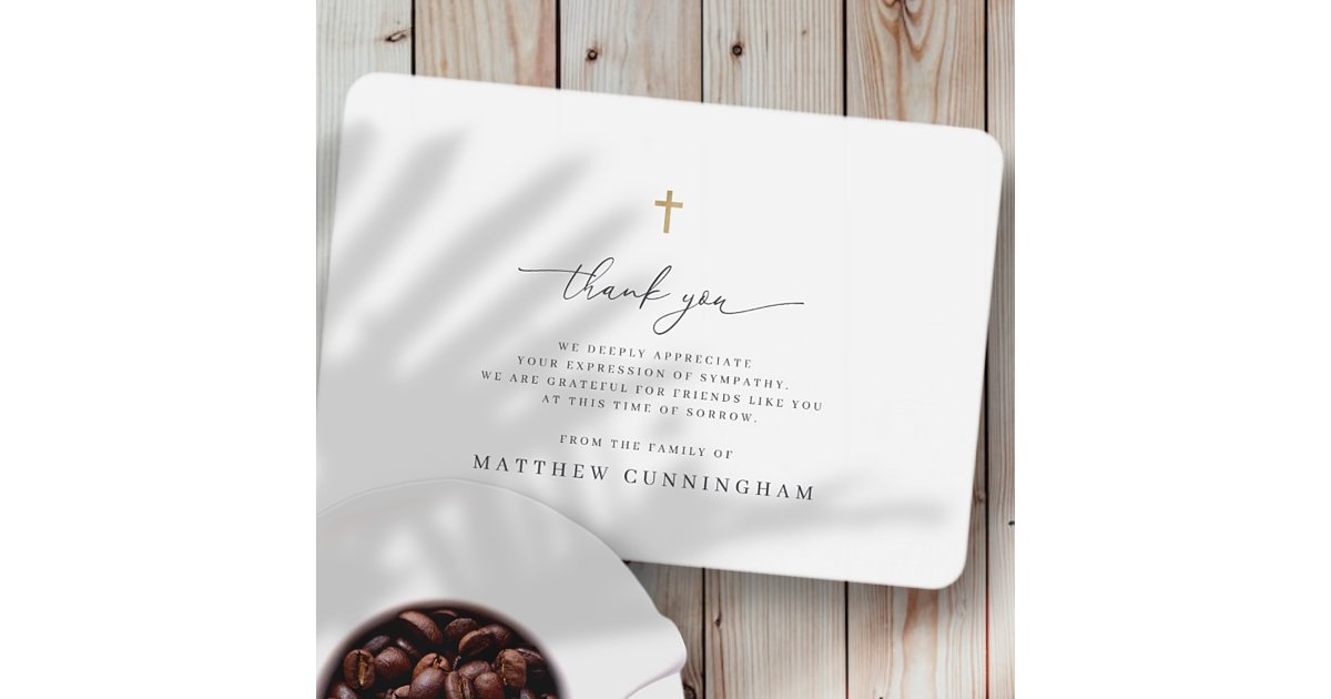 Memorial Modern Minimalist Cross In Loving Memory Thank You Card | Zazzle