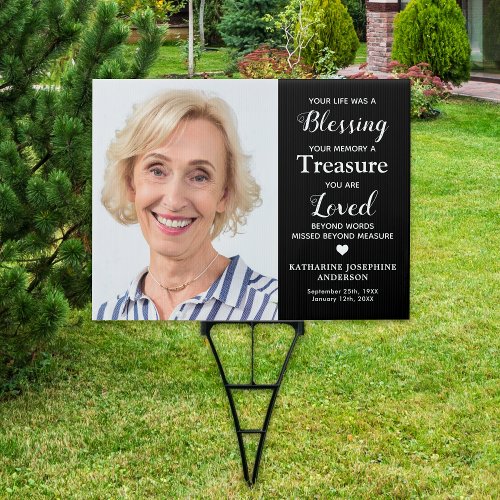Memorial Modern Personalized 2 Photo Cemetery Sign