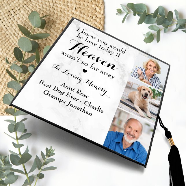 Memorial Modern Personalized 3 Photo Collage Graduation Cap Topper (Creator Uploaded)