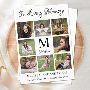 Memorial Modern Photo Collage Funeral Thank You Card