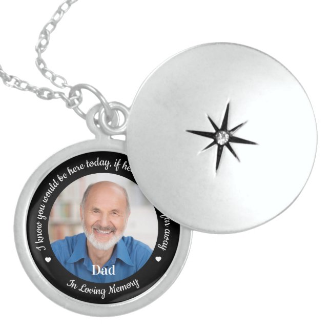 Memorial Modern Photo Heaven Personalized Wedding  Locket Necklace (Front)