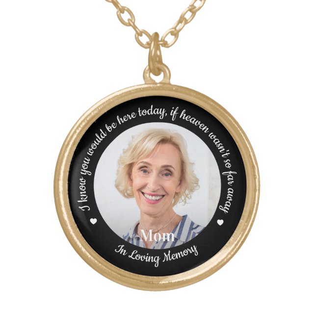 Memorial Modern Photo Heaven Poem Wedding Gold Plated Necklace (Front)