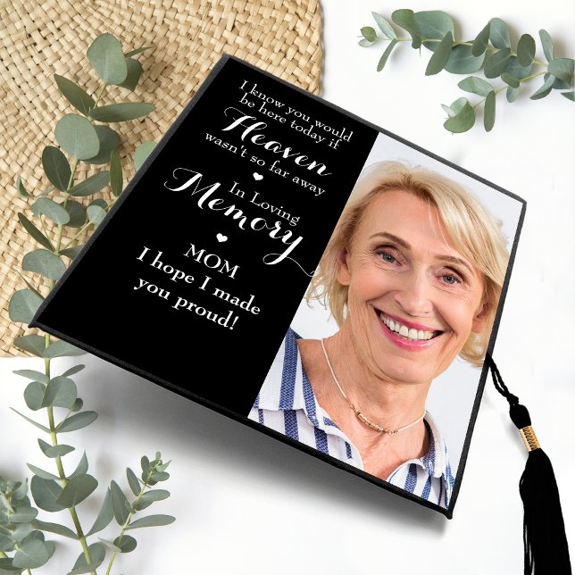 Memorial Modern Photo In Loving Memory Graduate  Graduation Cap Topper (Creator Uploaded)