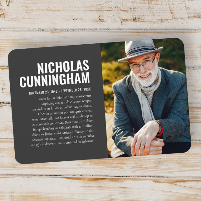 Memorial Modern Photo Prayer Card Keepsake Magnet (Creator Uploaded)