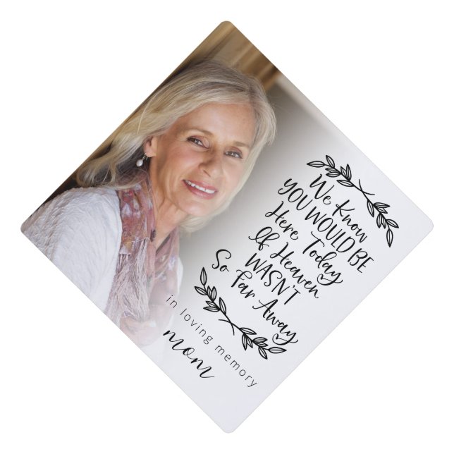 Memorial Modern Photo Tribute  Graduation Cap Topper (Front)