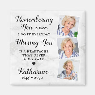 Memorial Modern Remembrance Custom 3 Photo Favor Magnet