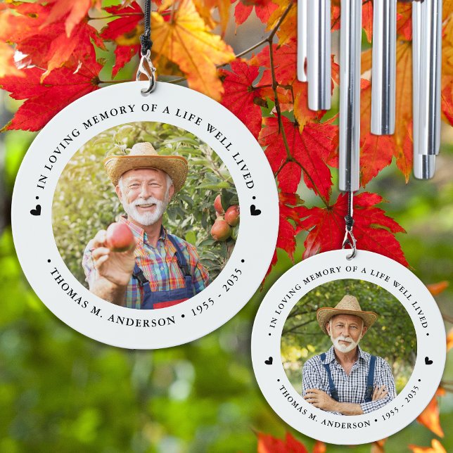 Memorial Modern Remembrance Personalized 2 Photo Wind Chime (Creator Uploaded)