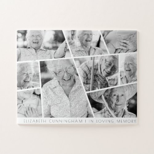 Memorial Modern Simple Chic 9 Photo Collage Jigsaw Puzzle