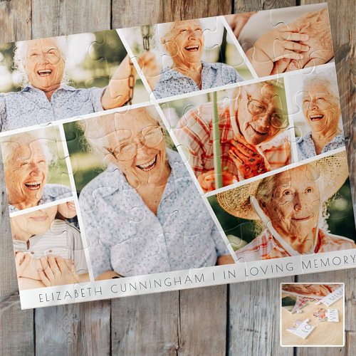 Memorial Modern Simple Chic 9 Photo Collage Jigsaw Puzzle