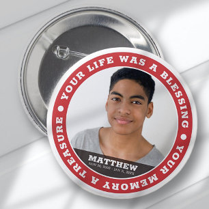 Memorial Modern Simple Custom Photo Keepsake Button