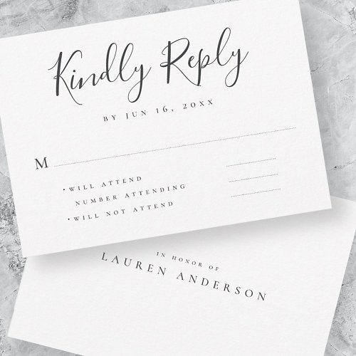 Memorial Modern Simple Elegant Chic Typography RSVP Card