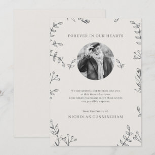 Memorial Modern Simple Foliage Botanical Thank You Card
