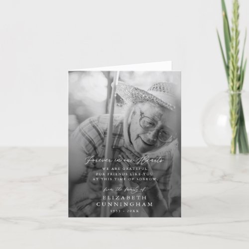 Memorial Modern Simple Forever in our Hearts Photo Thank You Card