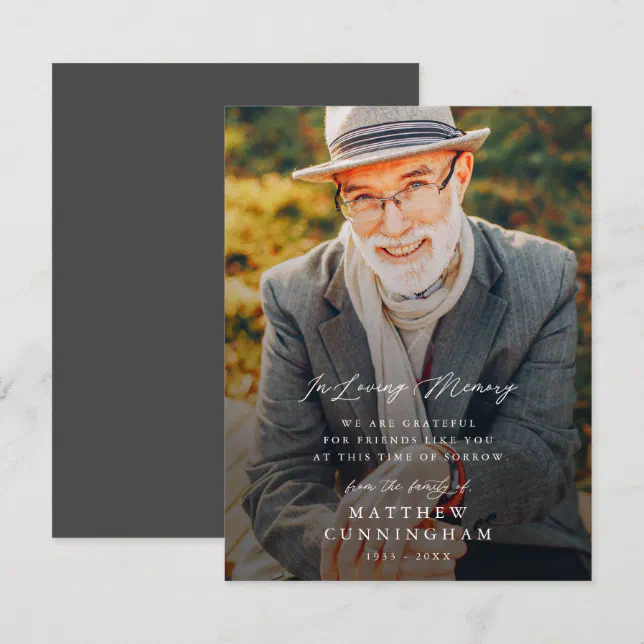 Memorial Modern Simple In Loving Memory Photo Card | Zazzle