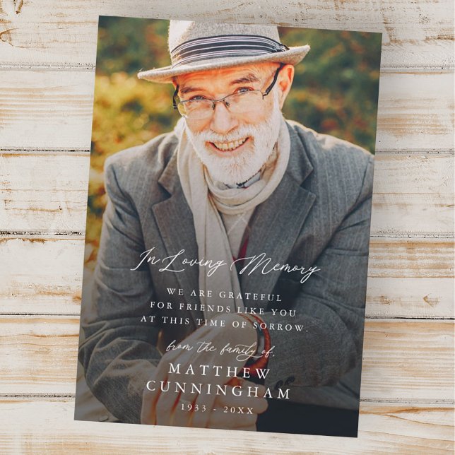 Memorial Modern Simple In Loving Memory Photo Thank You Card (Creator Uploaded)